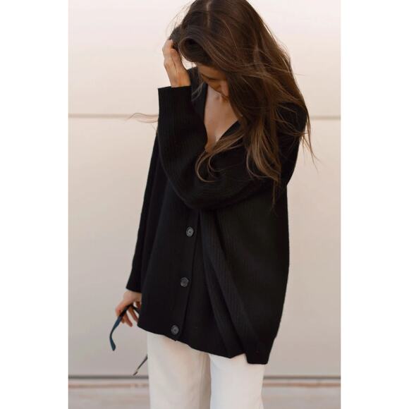 Jenni Kayne Sweaters - Jenni Kayne Cashmere Cocoon Cardigan Sweater in Black Size XL